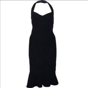 D&G Dolce Gabbana Ittierre ~ Black Halter Ruffled Hem Midi Dress Size 38